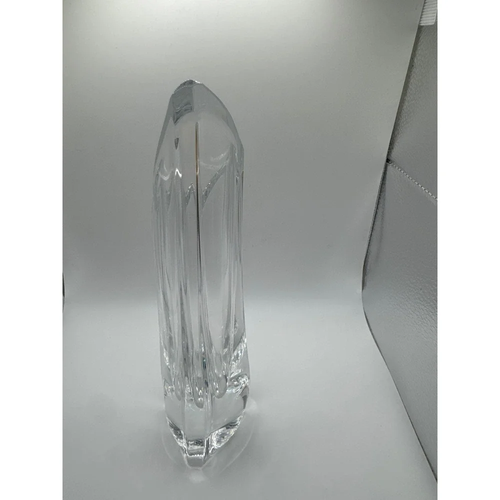 Baccarat France Crystal Asymmetrical Slanted Bud Vase Modernist Clear 8.75